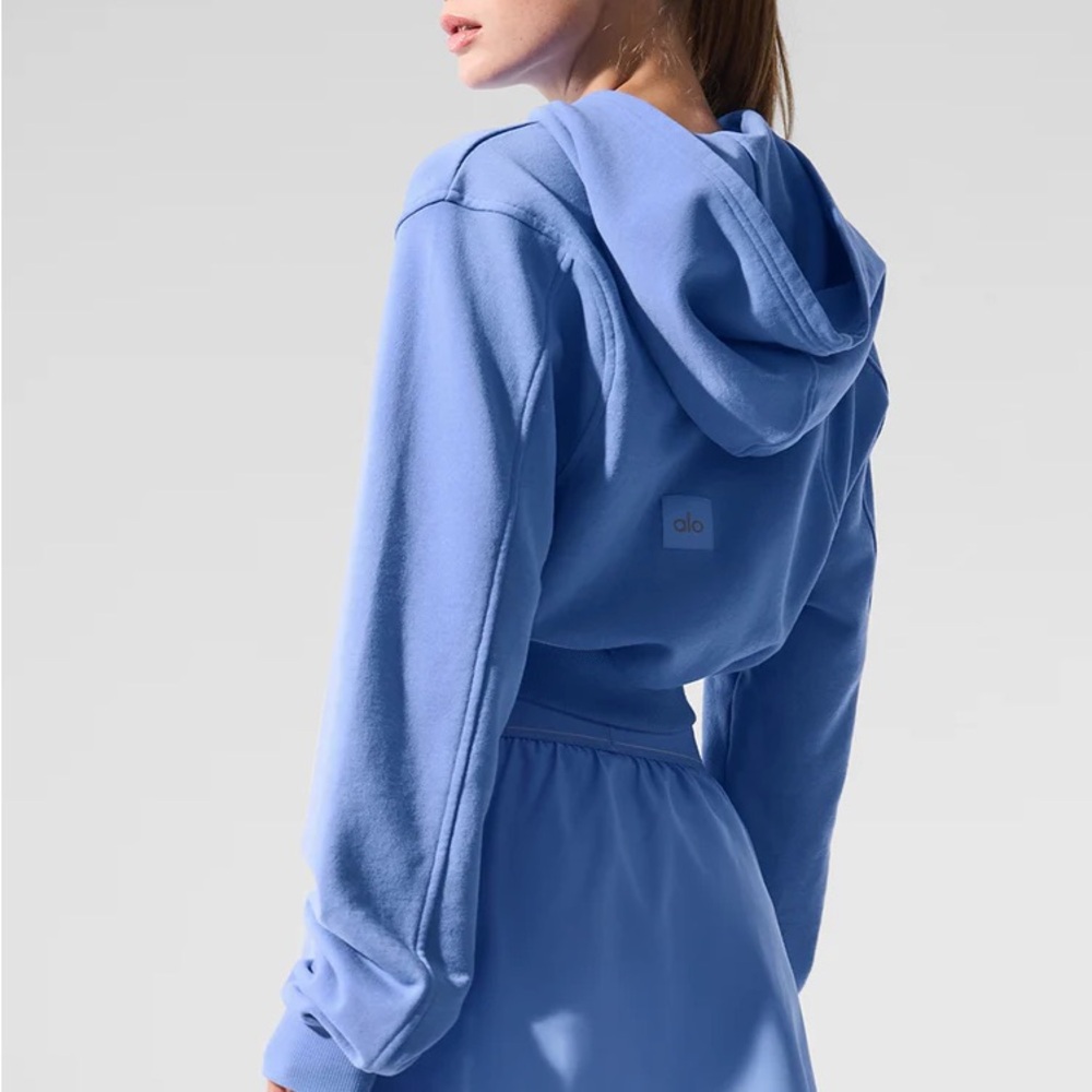 ALO Yoga Women's Blue Hoodie- Crystal Clear Blue- Small